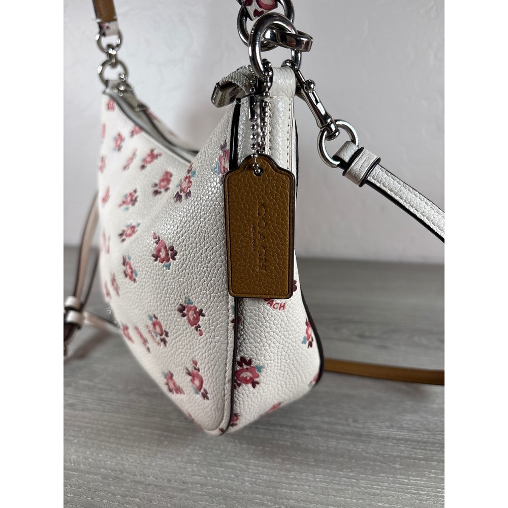 Coach Chelsea Crossbody Bag White Pebble Leather Rose Floral Print - Picture 3 of 8
